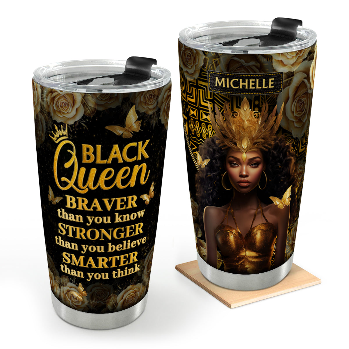 I Am A Black Queen - Personalized Stainless Steel Tumbler