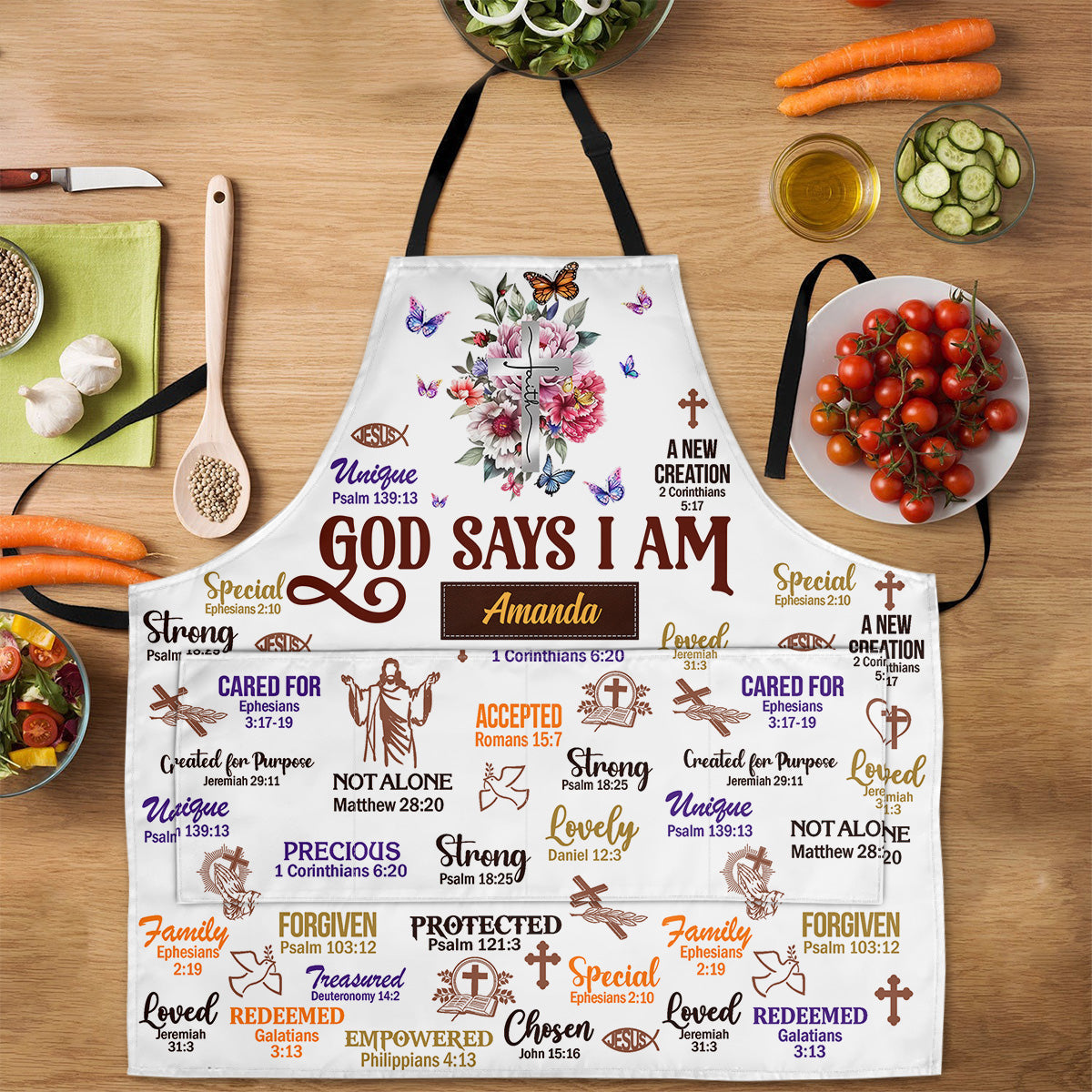 God Says I Am - Personalized Apron With Pocket