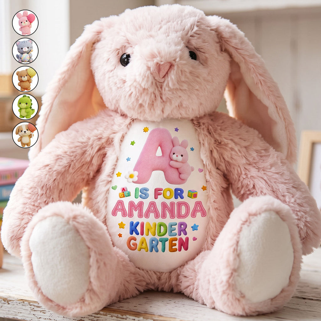 Fluffy Alphabet Back To School - Personalized Stuffed Bunny