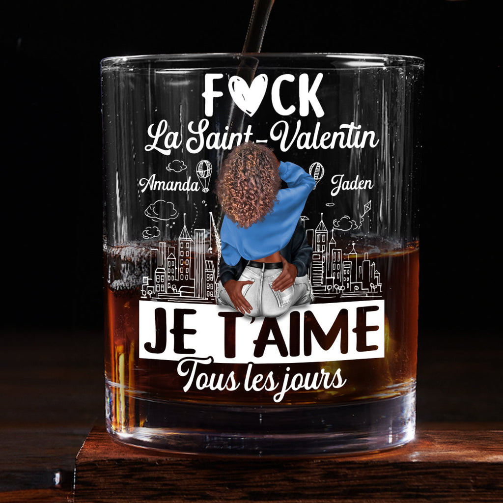 Je T’aime Tous Les Jours - Personalized Round Whiskey Glass