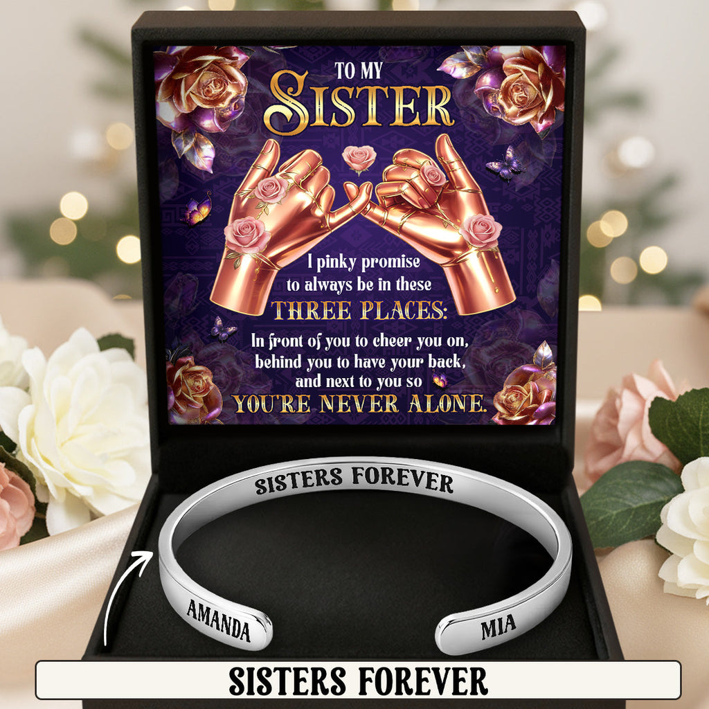 Sister Forever - Personalized Cuff Bangle Bracelet With Box