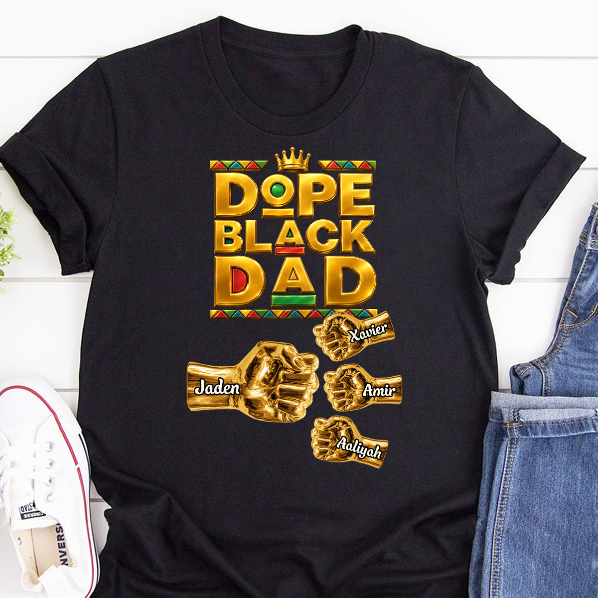 Dope Black Dad - Personalized 2D Unisex T-shirt
