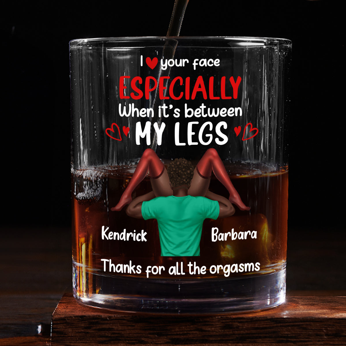 I Love Your Face - Personalized Round Whiskey Glass