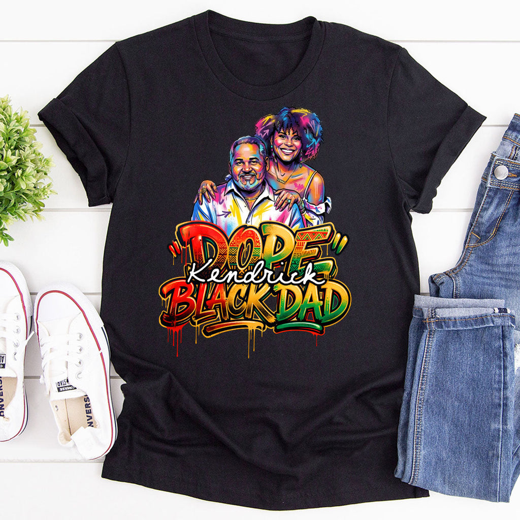 Custom Photo Dope Black Dad Graffiti - Personalized 2D Unisex T-shirt