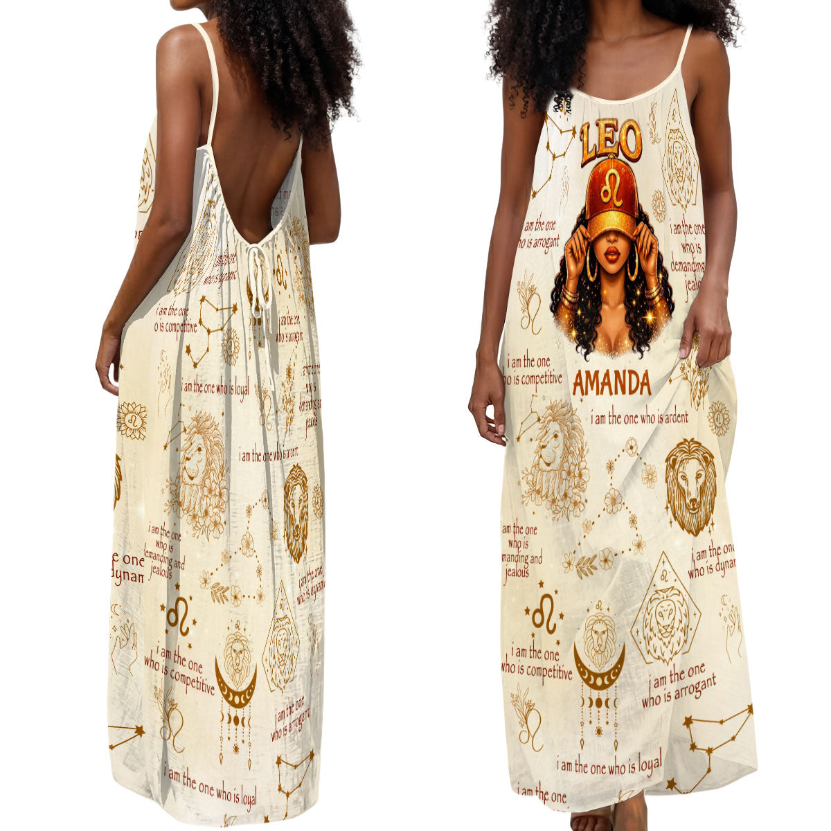 Zodiac Queen - Personalized Backless Cami Maxi Dress
