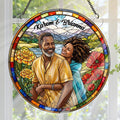 Couple Portrait Gift Birth Month Flower - Personalized Acrylic Suncatcher