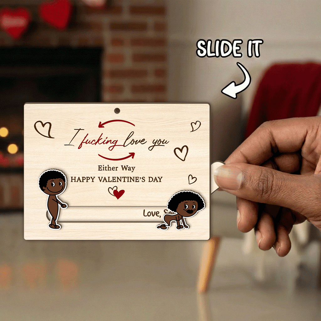 I Fcking Love You Funny Inappropriate Couple - Personalized Wooden Slider Ornament