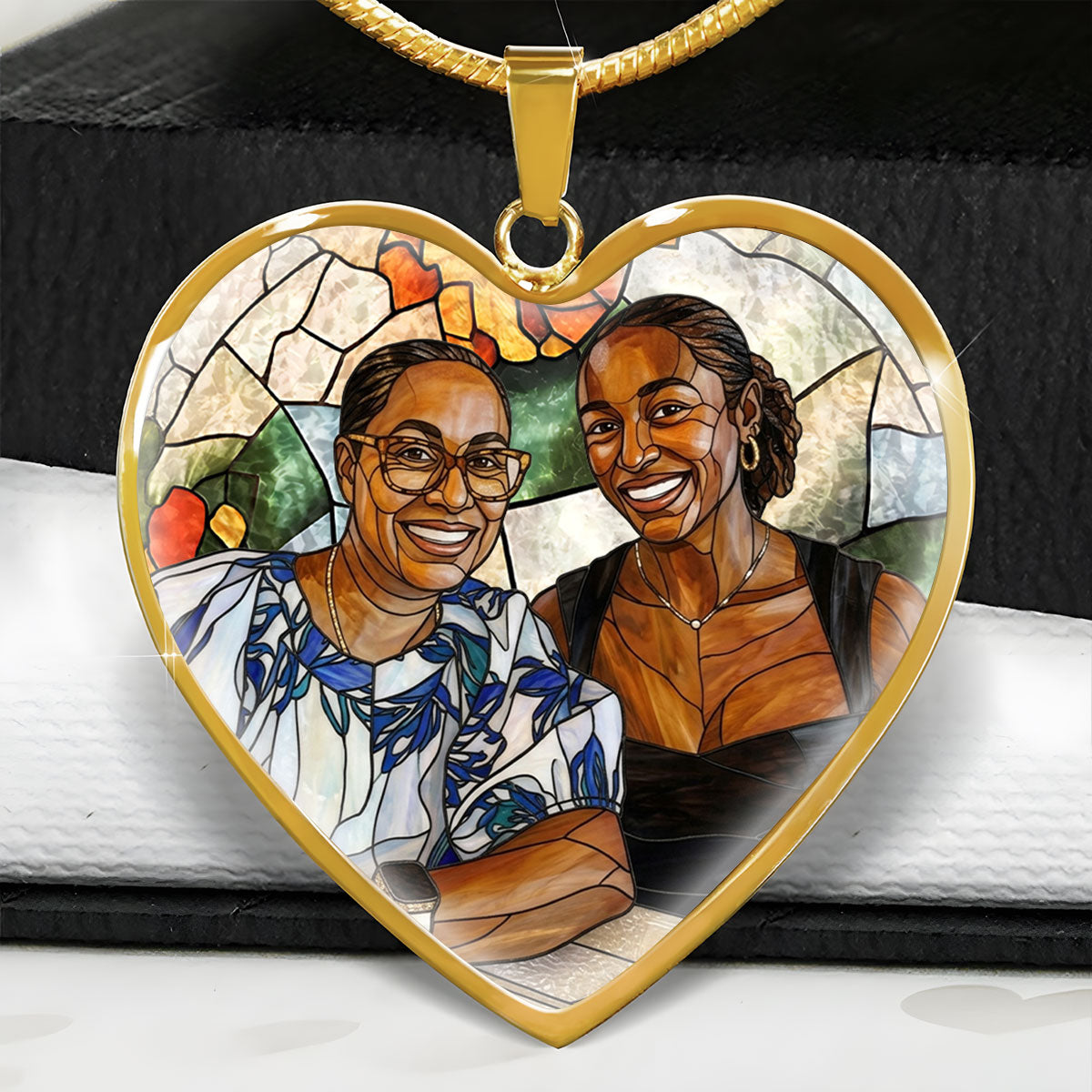 Custom Photo Portrait Mom Grandma Parents Family - Personalized Heart Necklace