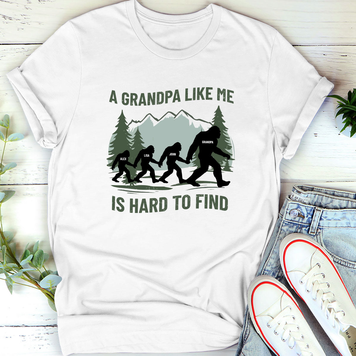 Funny Bigfoot For Dad, Grandpa - Personalized 2D Unisex T-shirt