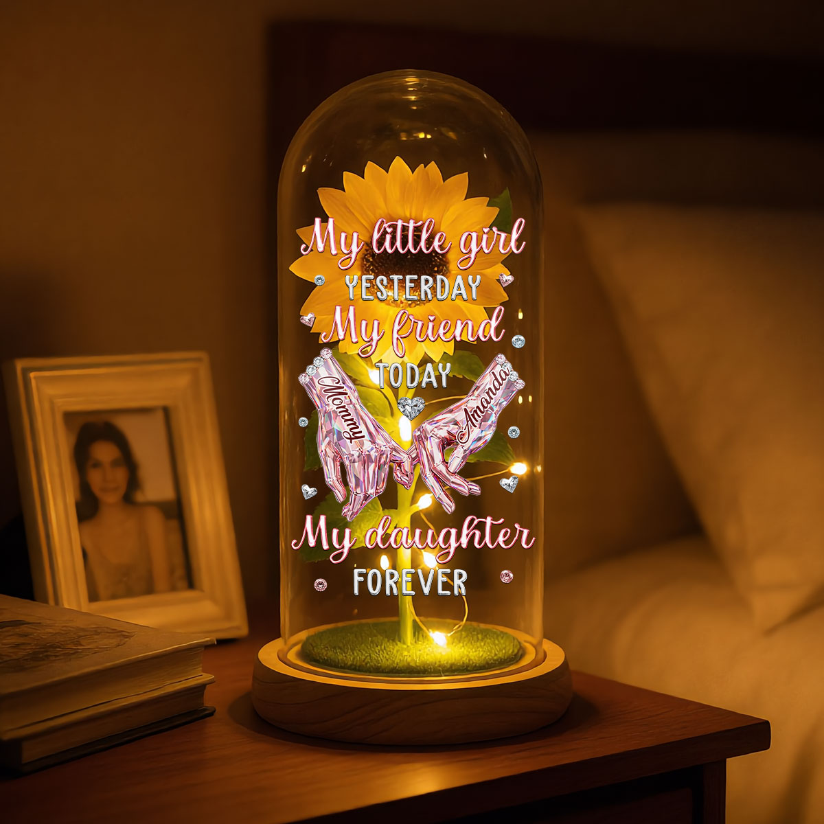 My Little Girl Yesterday, My Friend Today, My Daughter Forever  - Personalized Sunflower Dome Lamp