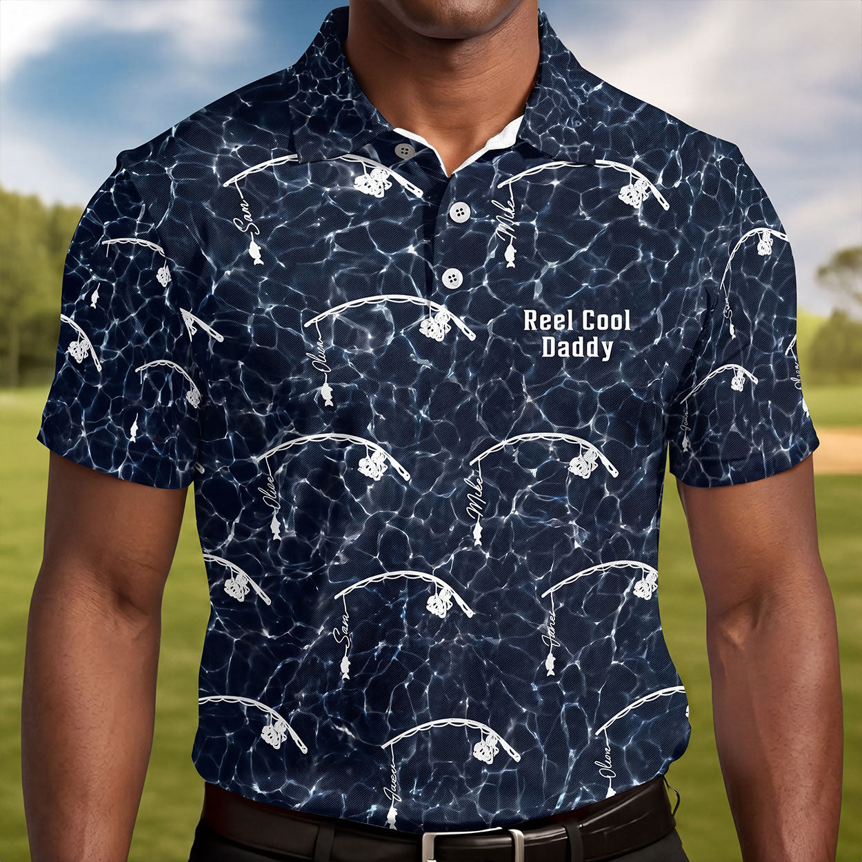 Reel Cool Grandpa Dad Family - Personalized Polo Shirt