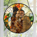 Custom Photo Stained Glass Portrait Wife Husband Couple - Personalized Stained Glass Window Hanging Suncatcher