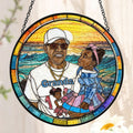 Custom Photo Stained Glass Dad Grandpa Papa Family  - Personalized Stained Glass Window Hanging Suncatcher