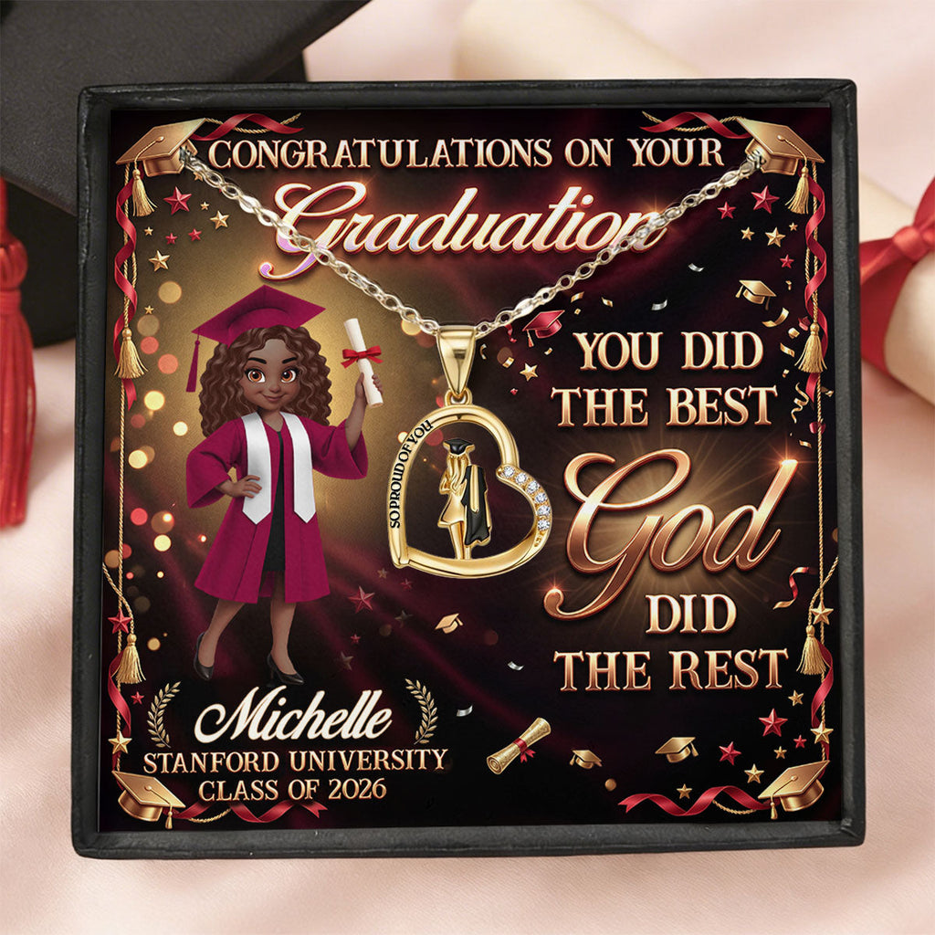 You Did The Best God Did The Rest - Personalized Graduation Girl Necklace