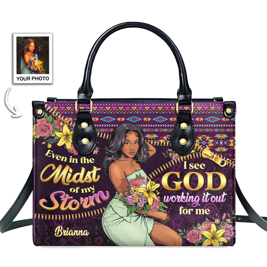 I See God Working It Out For Me - Personalized Leather Handbag