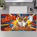 Custom Photo Comic Sketch Dad Grandpa Family - Personalized Leather Desk Mat