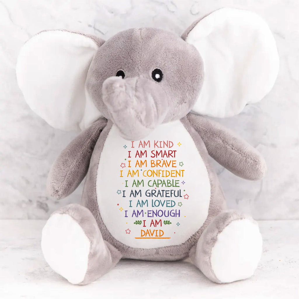 I Am - Personalized Stuffed Elephant
