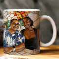 Custom Photo Stained Glass Portrait Mom Grandma Parents Family - Personalized Ceramic Coffee Mug