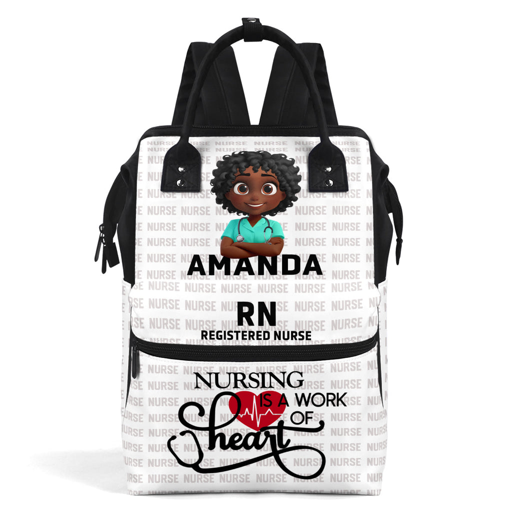 Nursing Is A Work Of Heart - Personalized Duckbilled Backpack