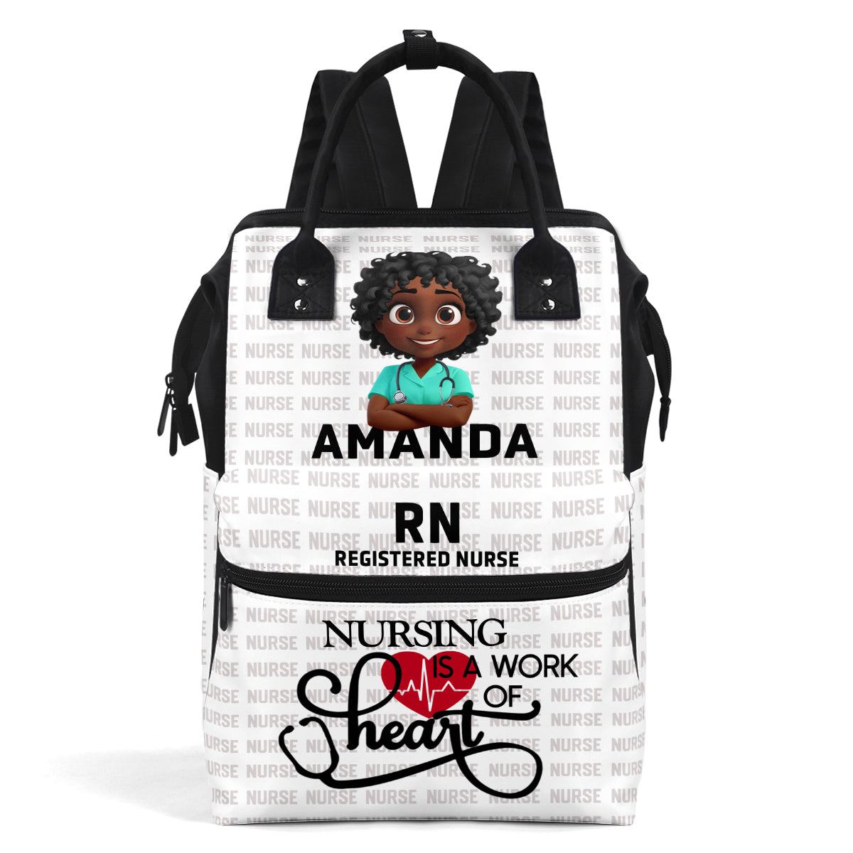 Nursing Is A Work Of Heart - Personalized Duckbilled Backpack