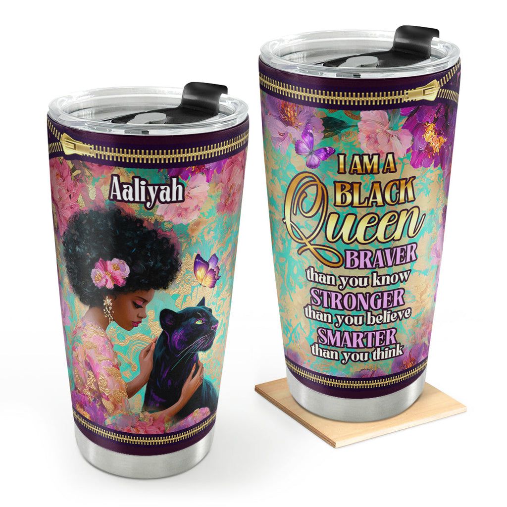 I Am A Black Queen - Personalized Stainless Steel Tumbler