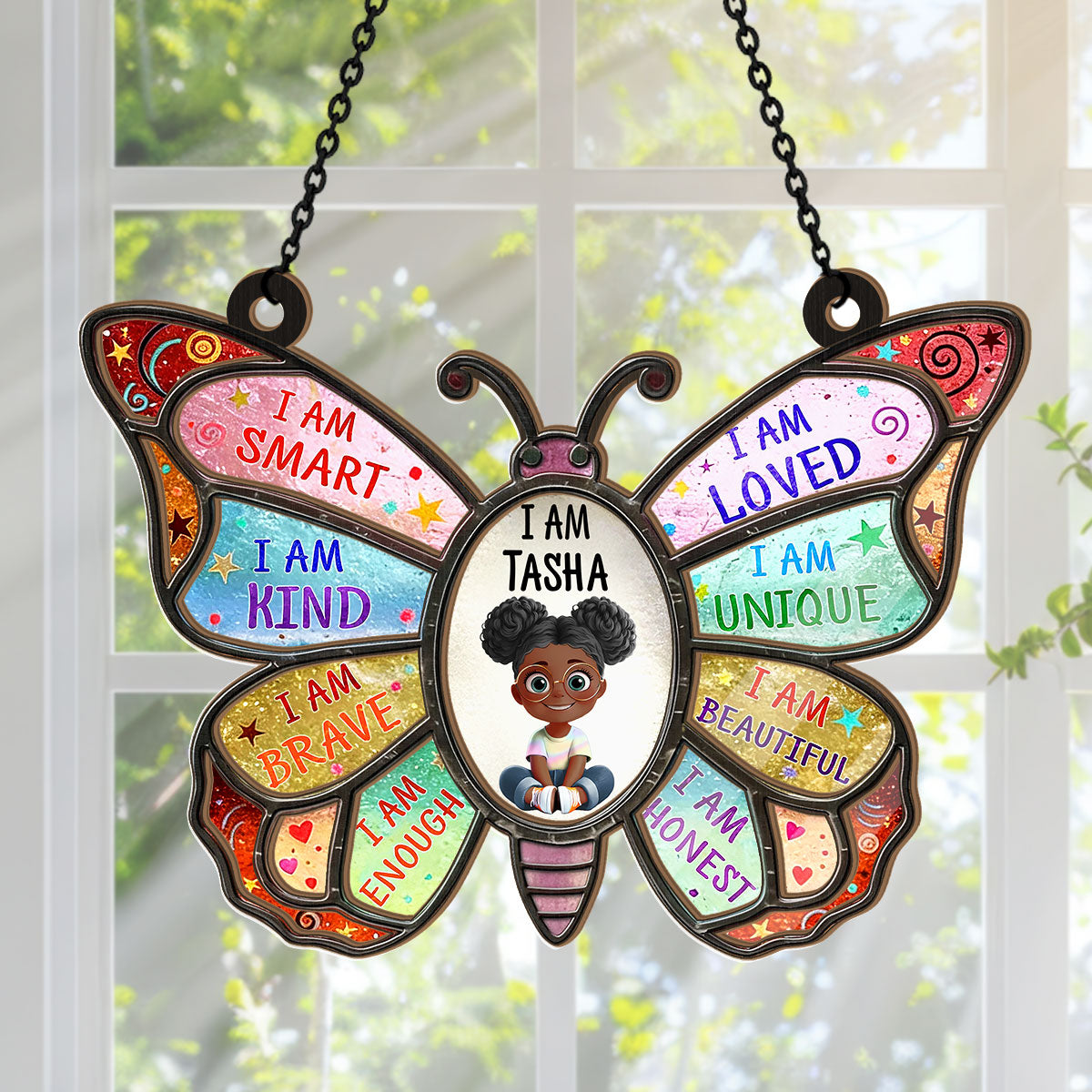 I Am Smart I Am Kind - Personalized Window Hanging Suncatcher