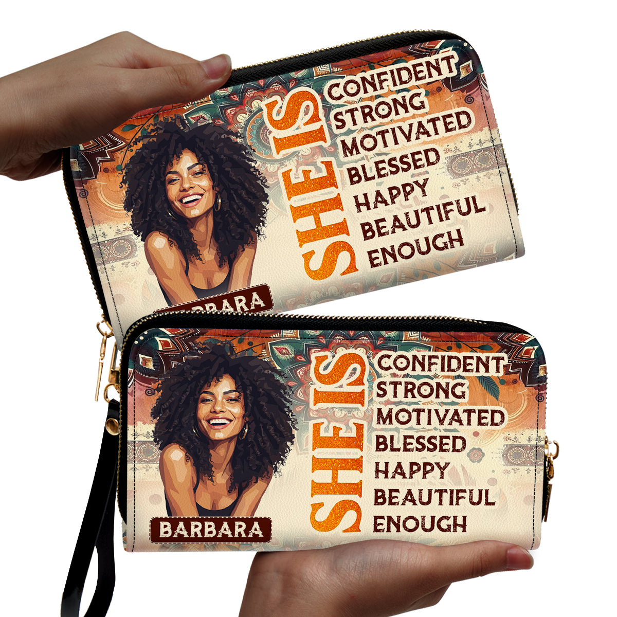She Is - Personalized Clutch Purse
