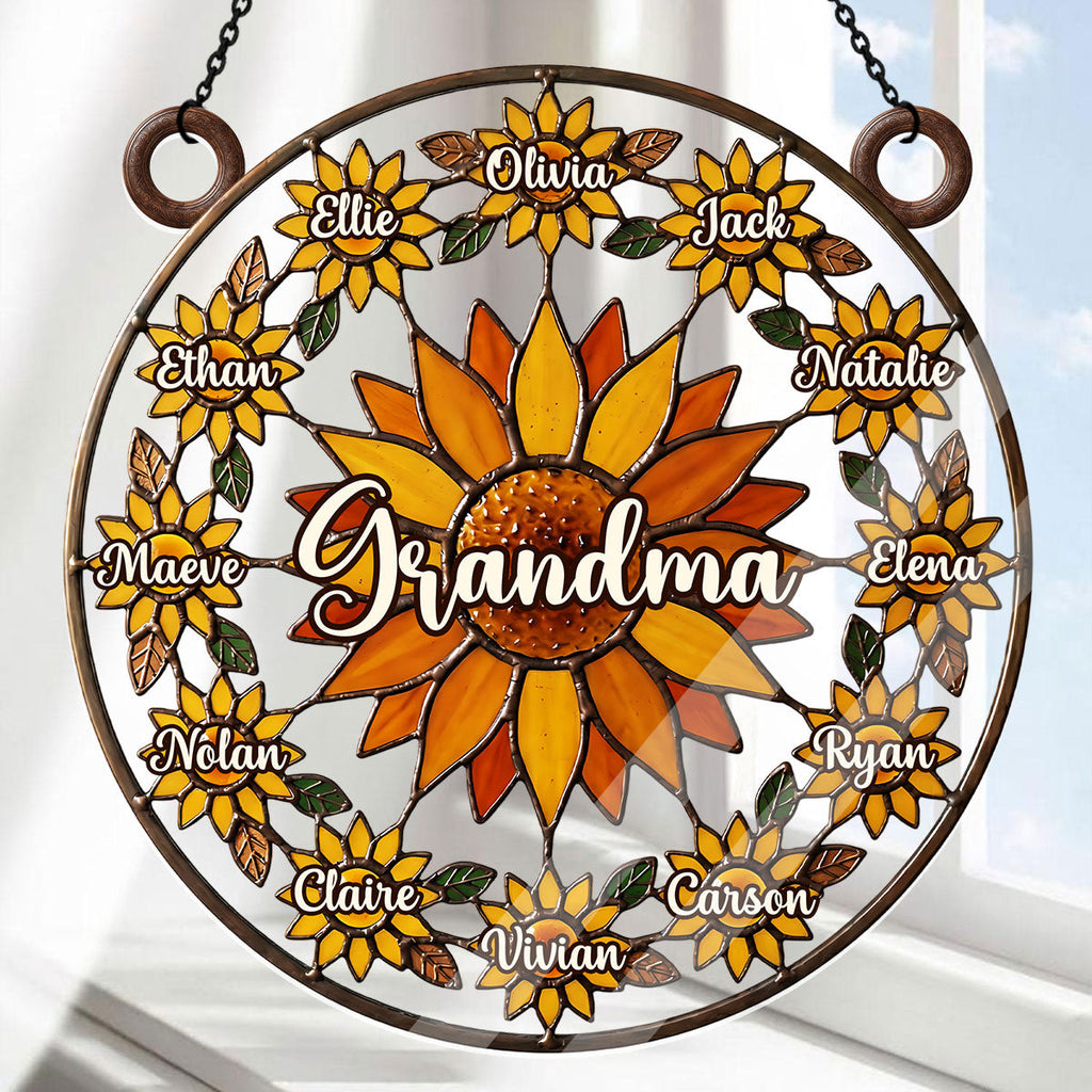 Love Being A Grandma Sunflower  - Personalized Acrylic Suncatcher