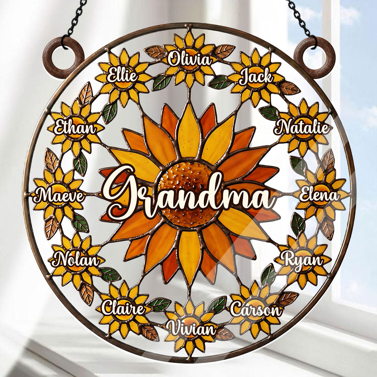 Love Being A Grandma Sunflower  - Personalized Acrylic Suncatcher
