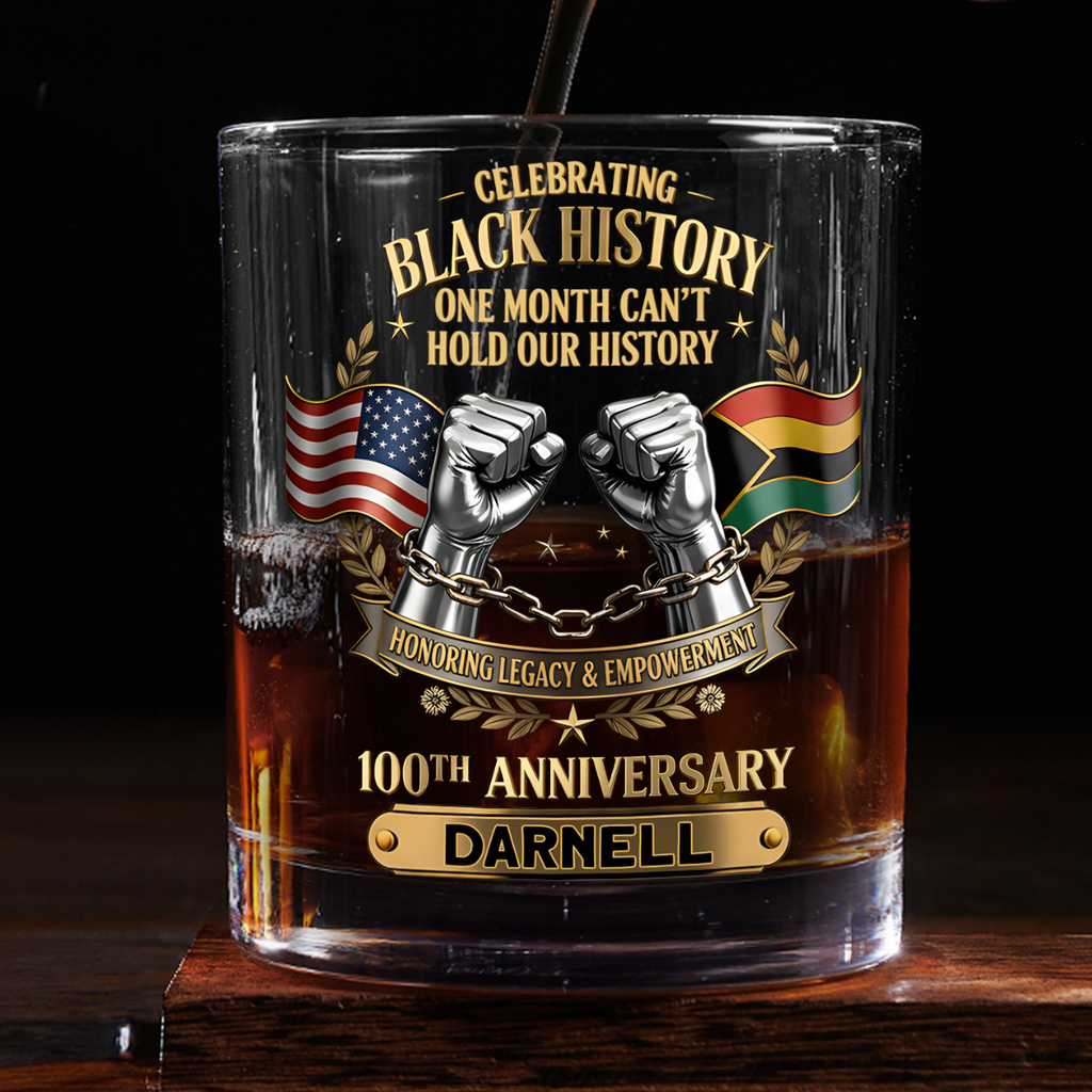 Black History Month - Personalized Round Whiskey Glass
