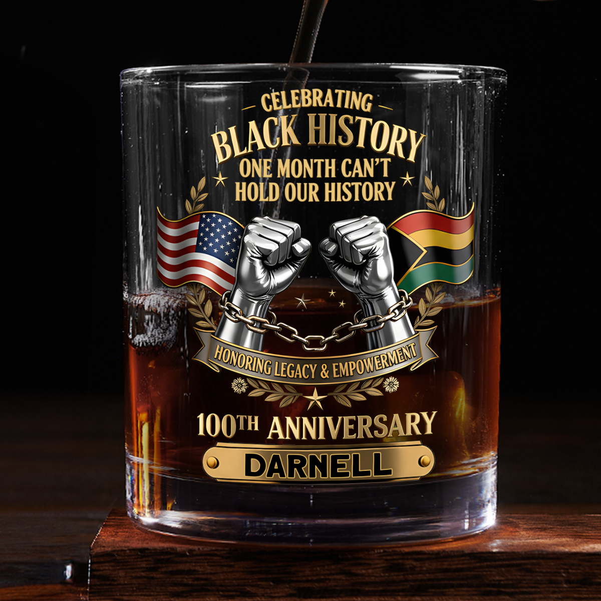 Black History Month - Personalized Round Whiskey Glass