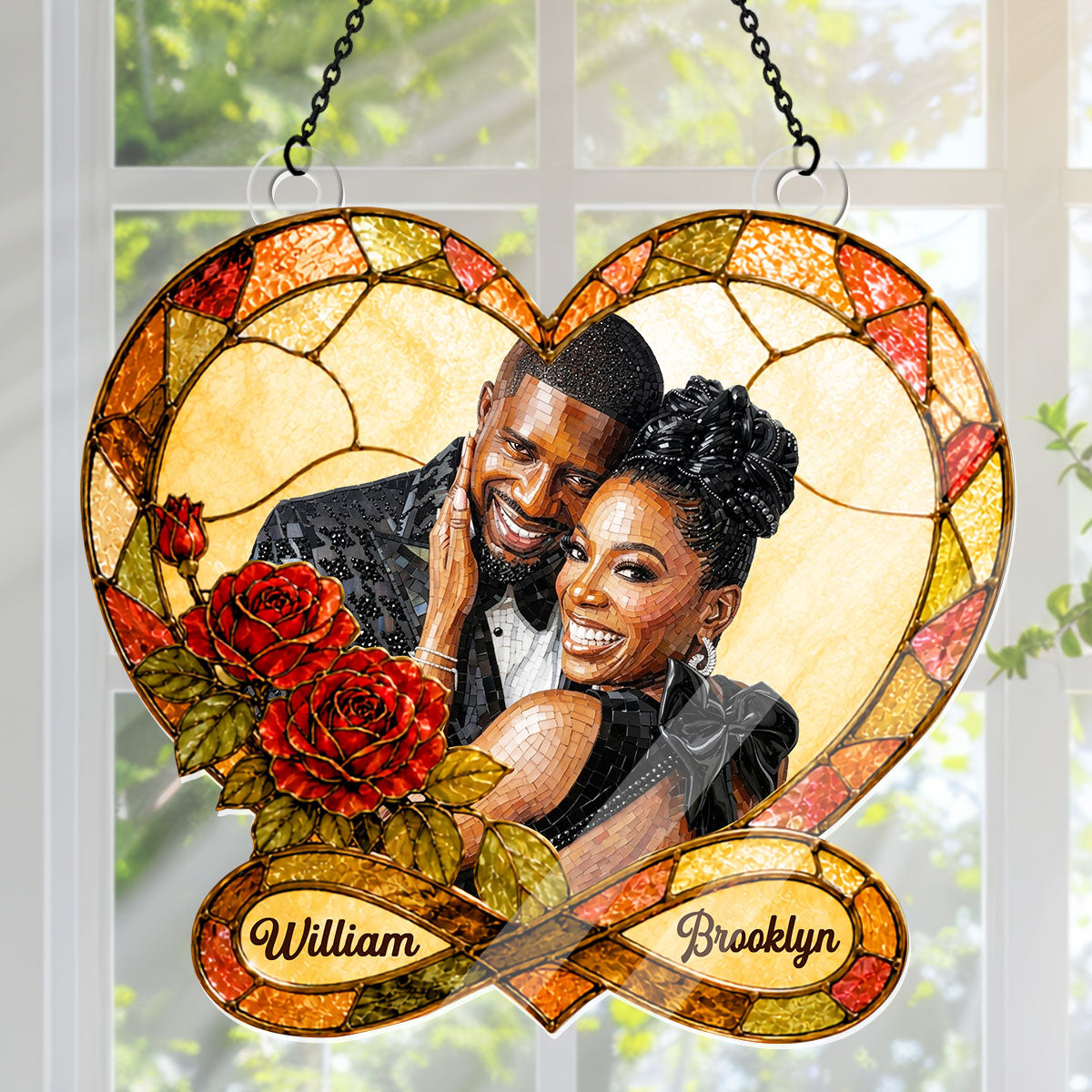 Custom Photo Stained Glass Infinity Love - Personalized Acrylic Suncatcher