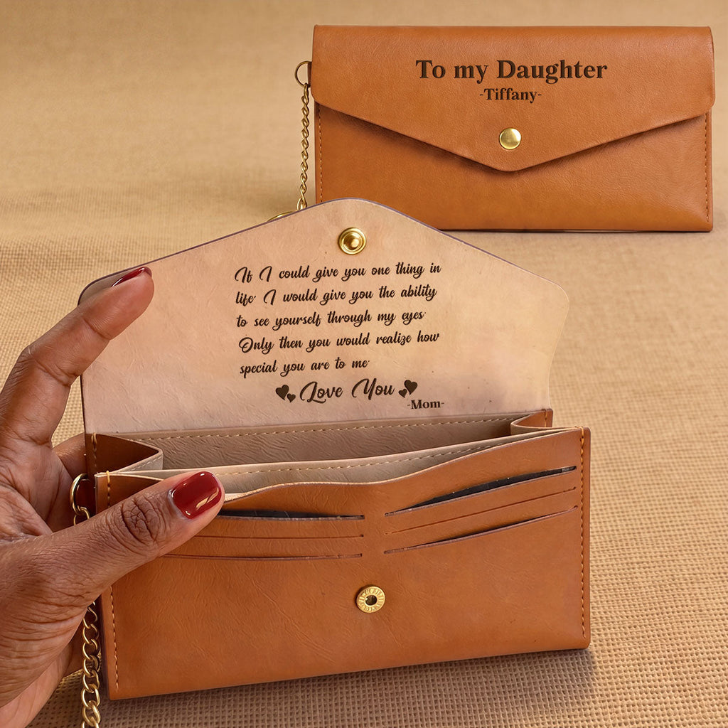 To A Special Granddaughter - Personalized Leather Envelope Wallet