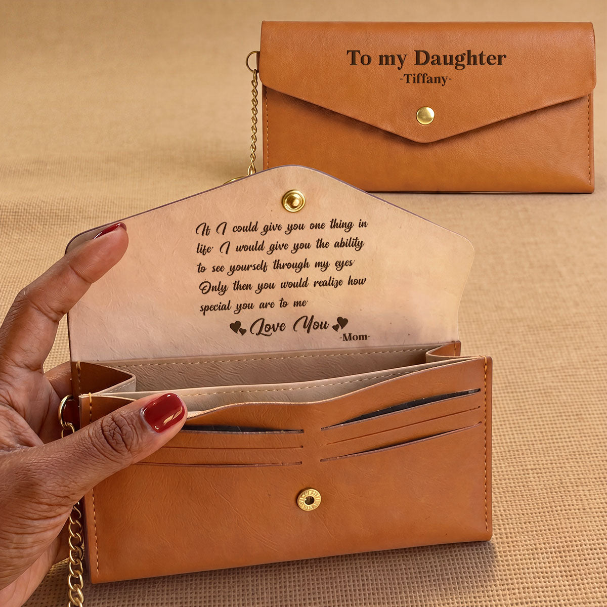 To A Special Granddaughter - Personalized Leather Envelope Wallet