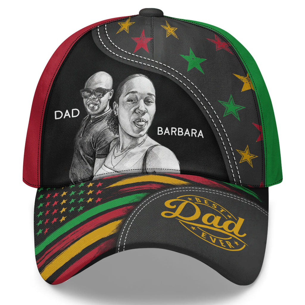 Custom Photo Pencil Sketch Best Dad Ever - Personalized Classic Cap