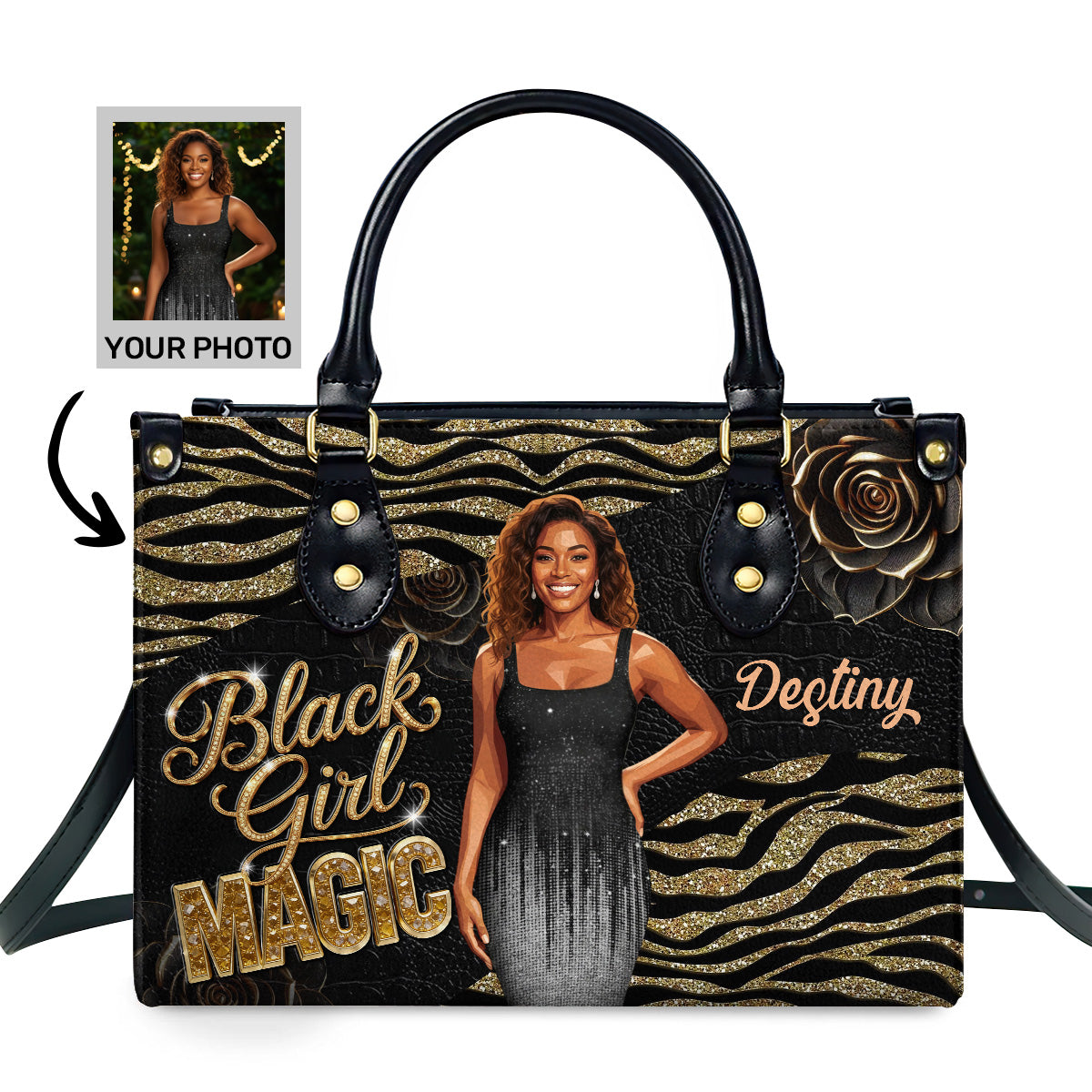 Black Girl Magic - Personalized Leather Handbag