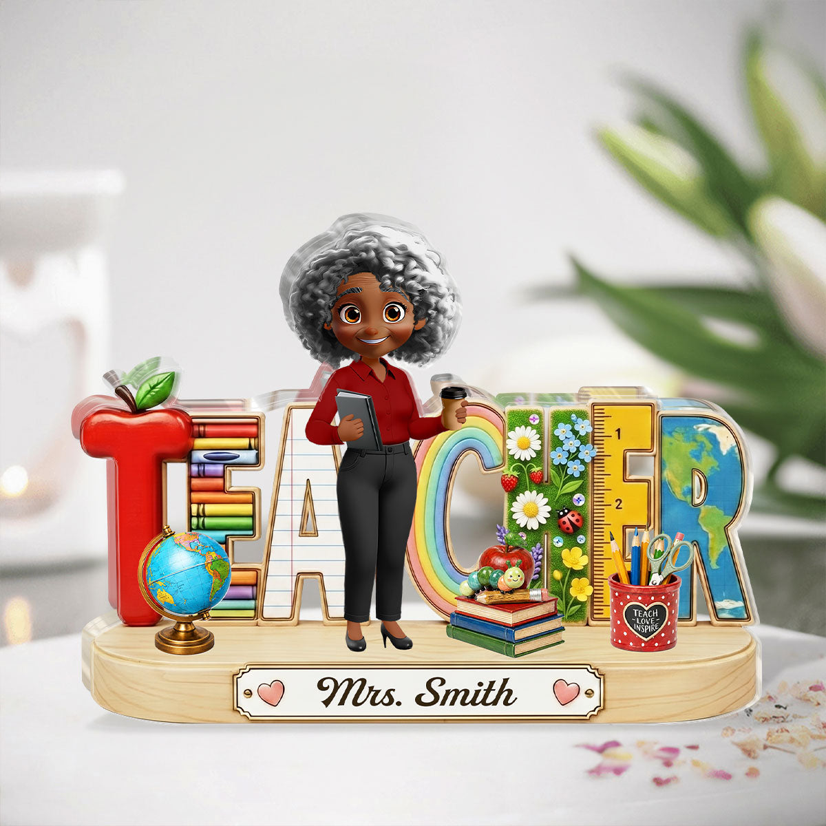 Cute Teacher Things Back To School - Personalized Custom Shaped Acrylic Plaque