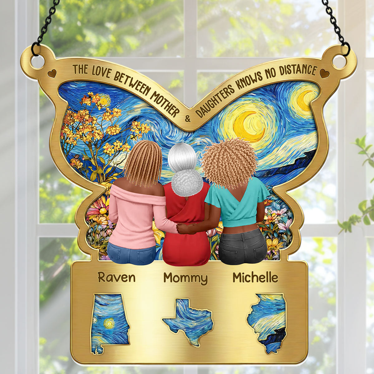 Mother Daughter Knows No Distance Mother‘s Day Gift - Personalized Acrylic Suncatcher
