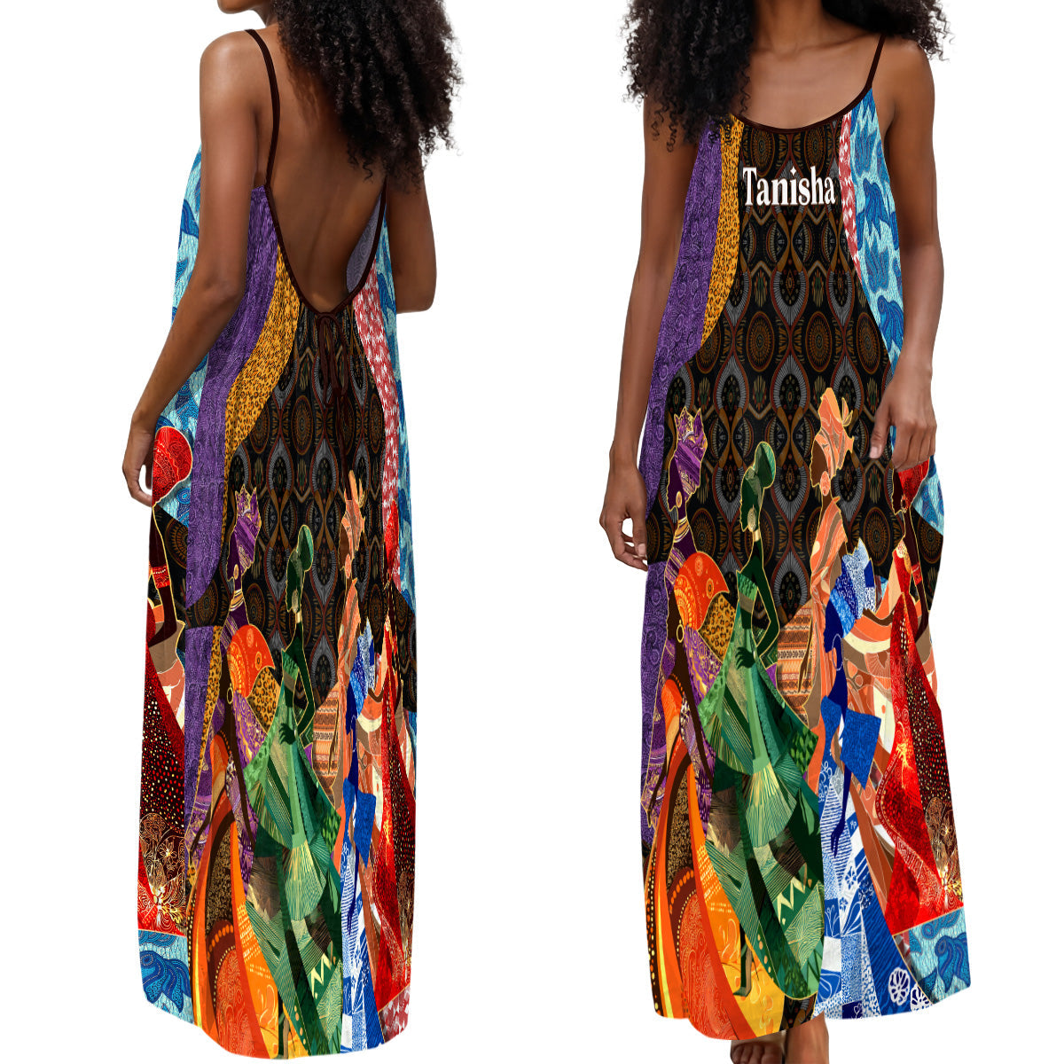 African Spirits - Personalized Backless Cami Maxi Dress