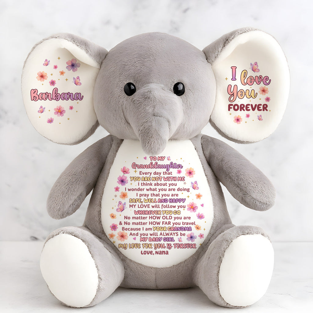 My Love Will Follow You Wherever You Go - Personalized Stuffed Elephant