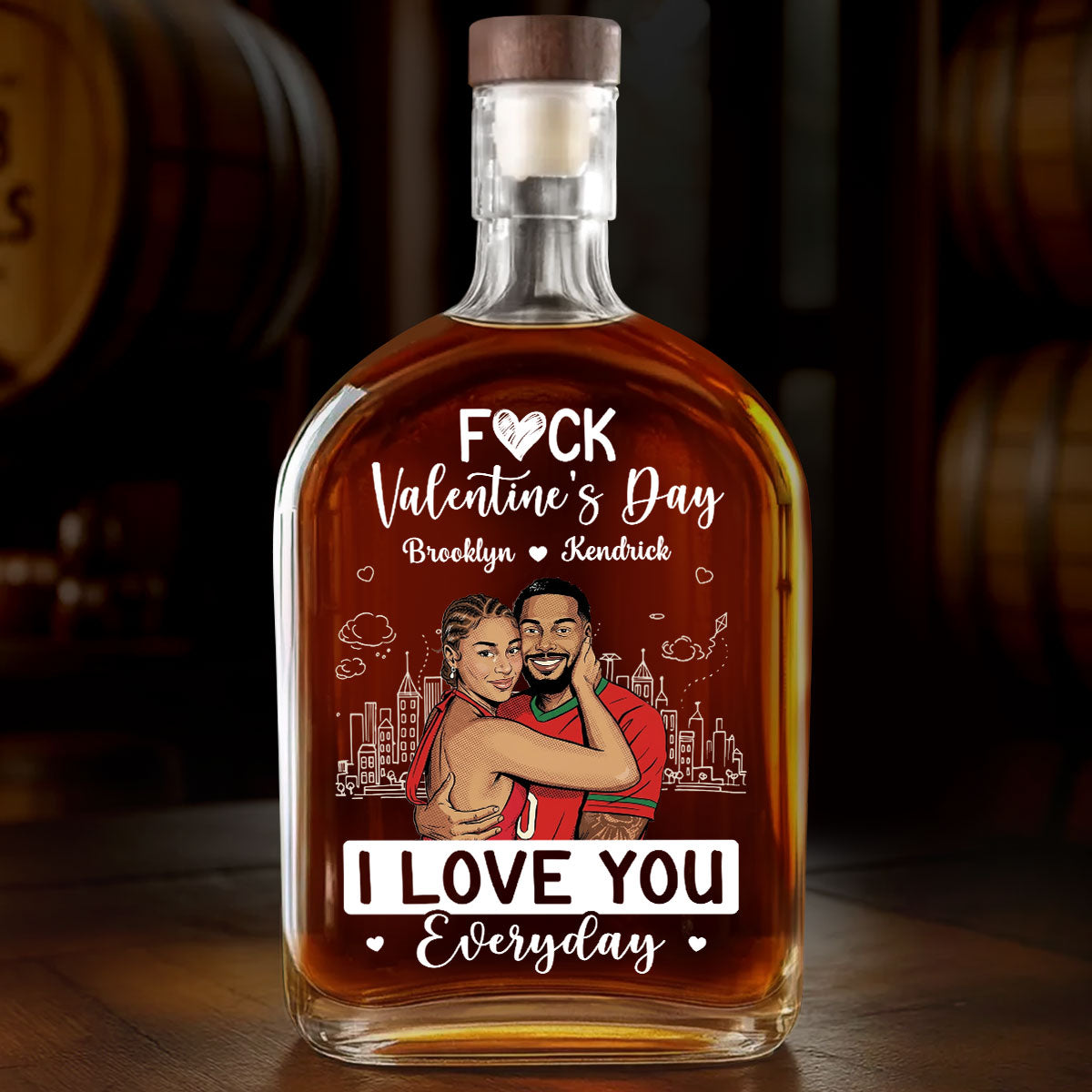I Love You Everyday Comic Version - Personalized Whiskey Bottle