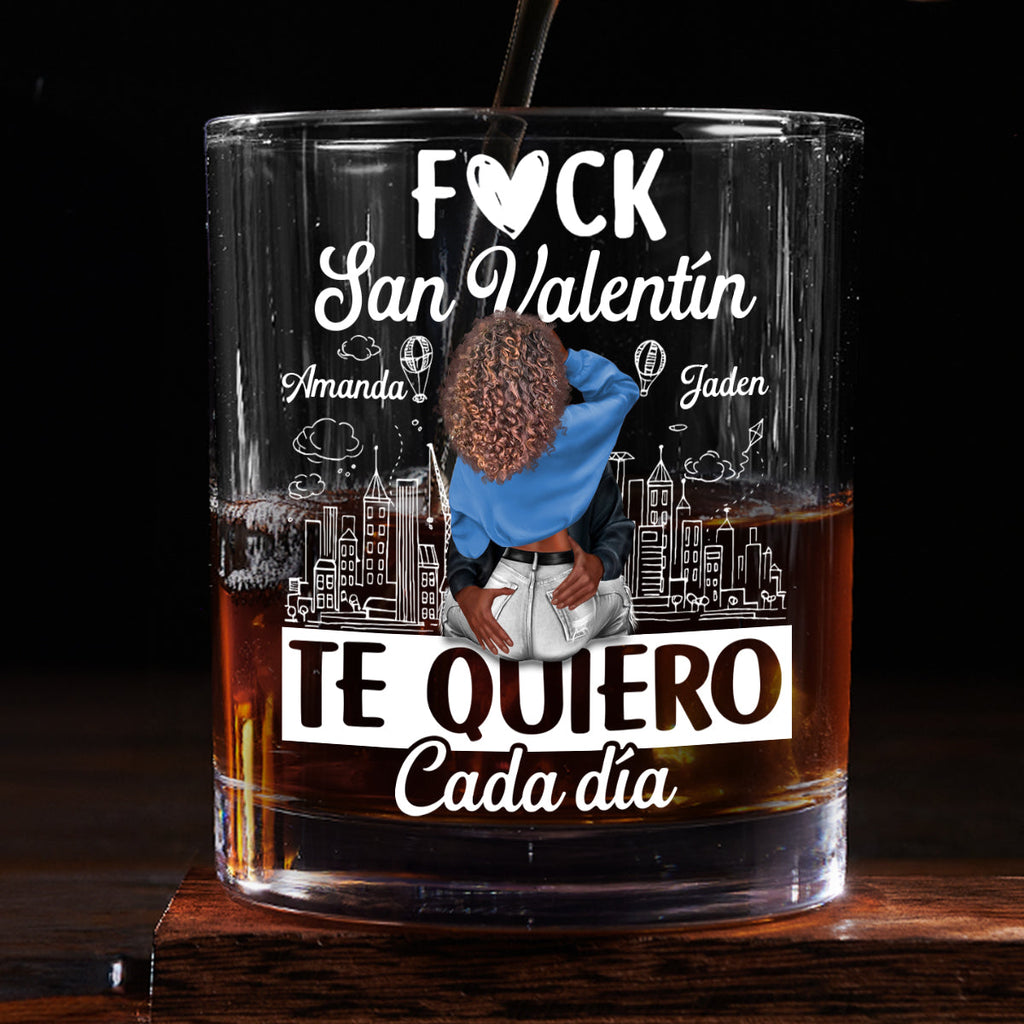 Te Quiero Cada Día - Personalized Round Whiskey Glass