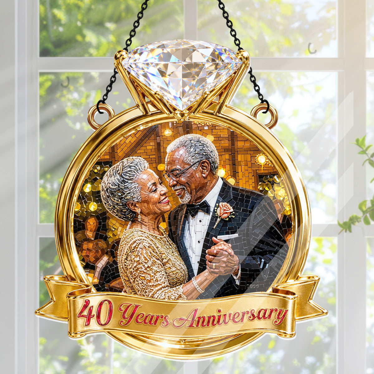 Custom Photo Stained Glass Portrait Couple Anniversary Gift - Personalized Acrylic Suncatcher