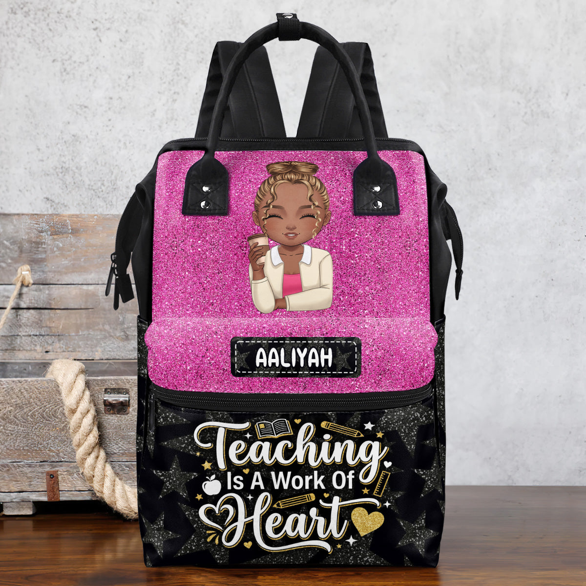 Teaching Is A Work Of Heart - Personalized Duckbilled Backpack