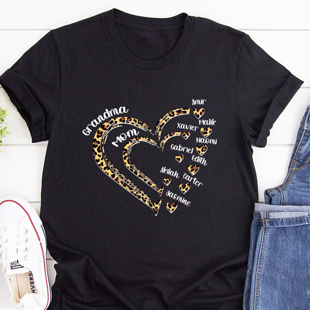 Grandma Mom Heart - Personalized 2D Unisex T-shirt