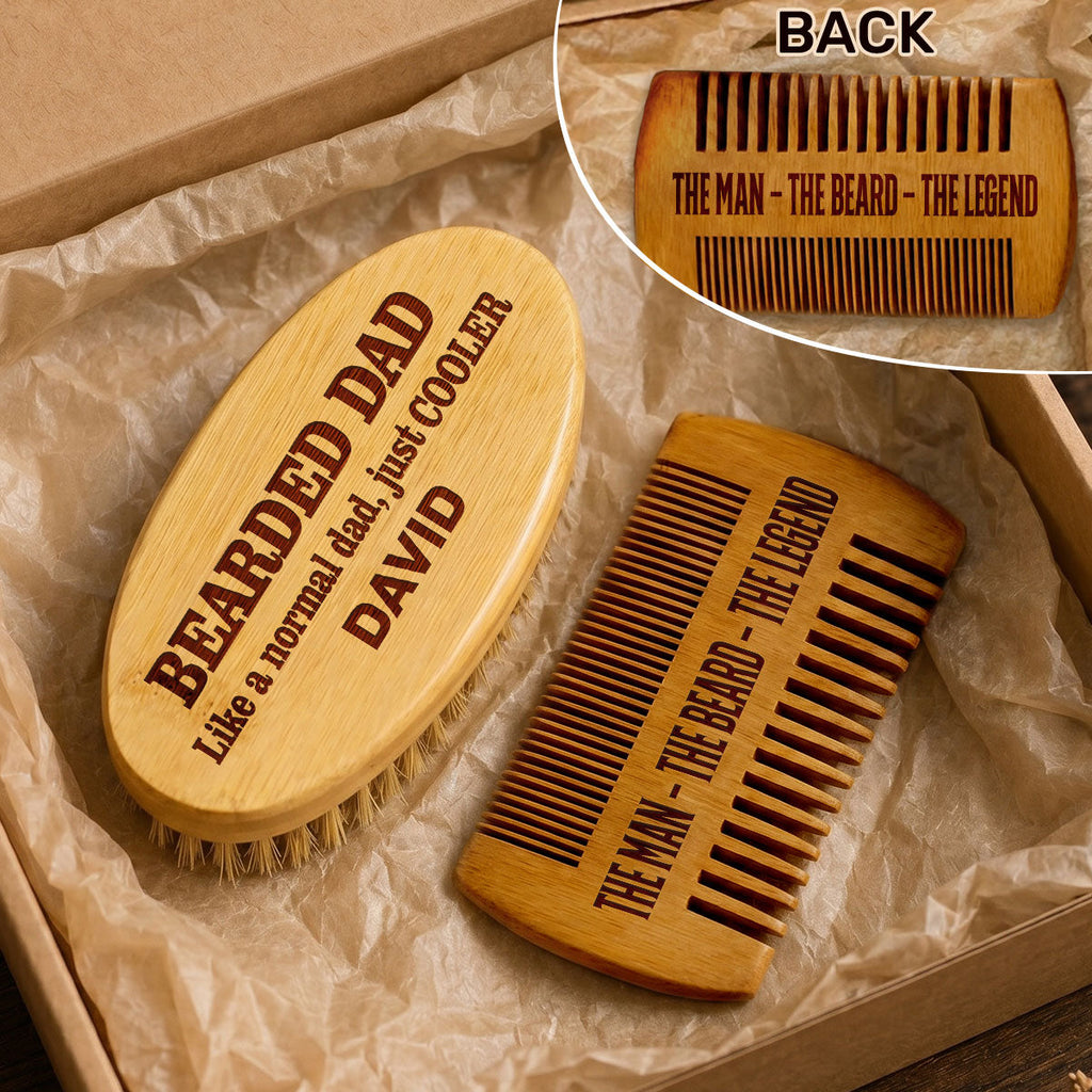 Bearded Man Much Cooler - Personalized Wooden Beard Brush And Combing Set