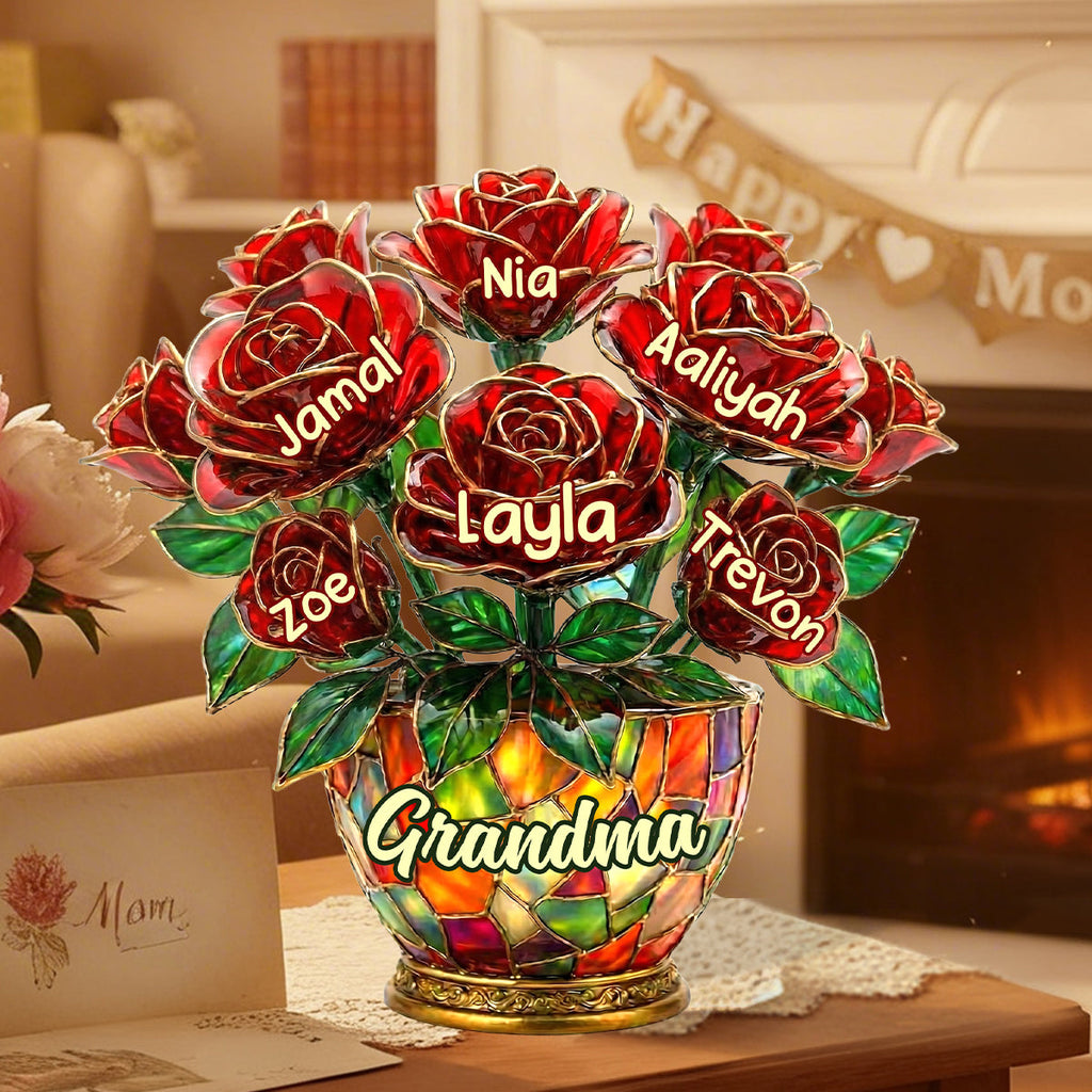 Grandma’s Roses Of Love - Personalized Custom Shaped Acrylic Plaque