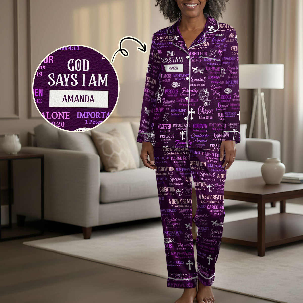 What God Says About You - Personalized Satin PJM Set