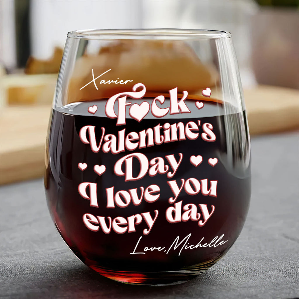 I Love You Everyday Vintage - Personalized Stemless Wine Glass