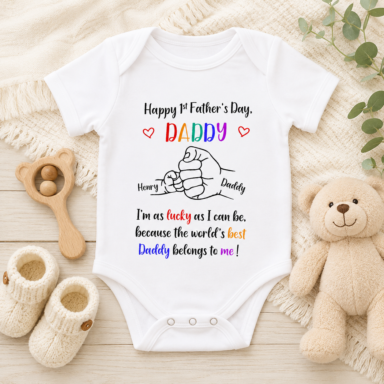 Happy First Father's Day - Personalized Baby Onesie